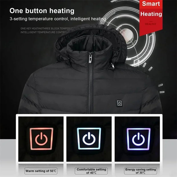 19 Areas Heated Jacket Women's Warm Vest USB Men's Heating Jacket Heated Vests Coat Hunting Hiking Camping Autumn Winter Male