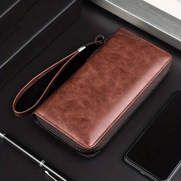 Men's Long Zipper Wallet High Quality Pu Leather Wallet for Men RFID Blocking Business Clutch Bag Credit Card Holder Purse Man