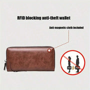 Men's Long Zipper Wallet High Quality Pu Leather Wallet for Men RFID Blocking Business Clutch Bag Credit Card Holder Purse Man