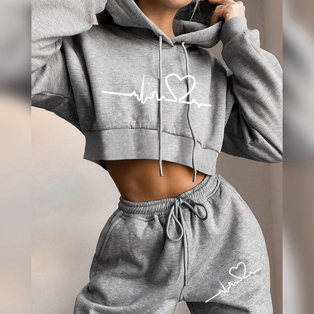 Winter Tracksuit Women 2 Piece Set Print Hoodies+Pants Sportwear Women&#39;s Sports Suit Hooded Sweatshirt Set Female Winter Clothes