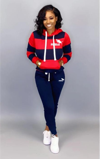 Winter Tracksuit Women 2 Piece Set Print Hoodies+Pants Sportwear Women&#39;s Sports Suit Hooded Sweatshirt Set Female Winter Clothes