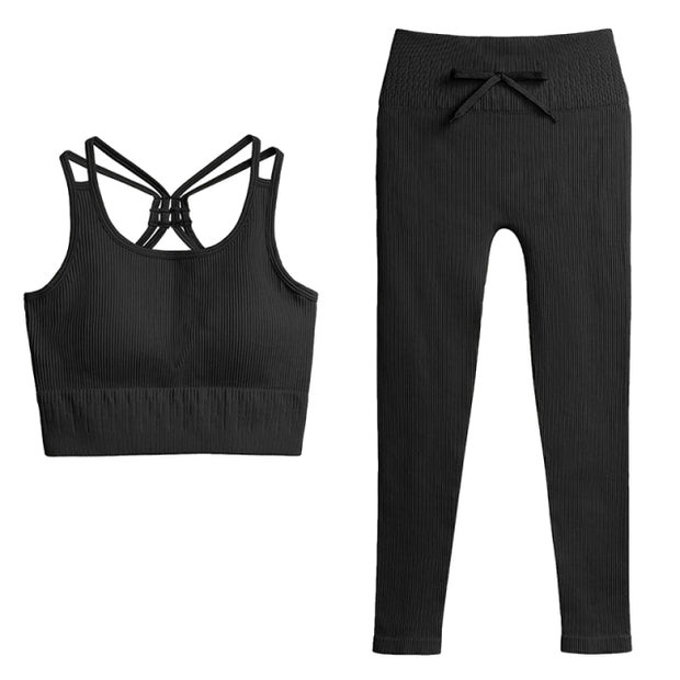 Seamless Yoga Set Women Two Piece Crop Top Long Sleeve Shorts pants Sportsuit Workout Outfit Fitness Female Sport Suit Gym Wear