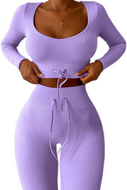 Seamless Yoga Set Women Two Piece Crop Top Long Sleeve Shorts pants Sportsuit Workout Outfit Fitness Female Sport Suit Gym Wear