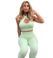 Seamless Yoga Set Women Two Piece Crop Top Long Sleeve Shorts pants Sportsuit Workout Outfit Fitness Female Sport Suit Gym Wear