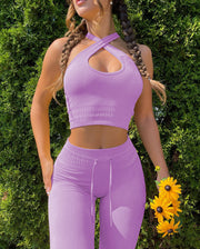 Seamless Yoga Set Women Two Piece Crop Top Long Sleeve Shorts pants Sportsuit Workout Outfit Fitness Female Sport Suit Gym Wear