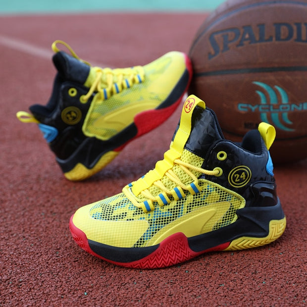 Boys Brand Yellow Basketball Shoes Kids Sneakers Thick Sole Non-slip Children Sports Shoes Child Boy Basket Trainer Shoes Girls